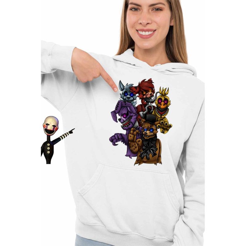 Fashion, accesorii si bijuterii - Femei - Imbracaminte femei - Hanorace femei - Hanorac Femei Fnaf Horror Five Nights at Freddy Horror Halloween, alb, marime 2XL - Infinity.ro