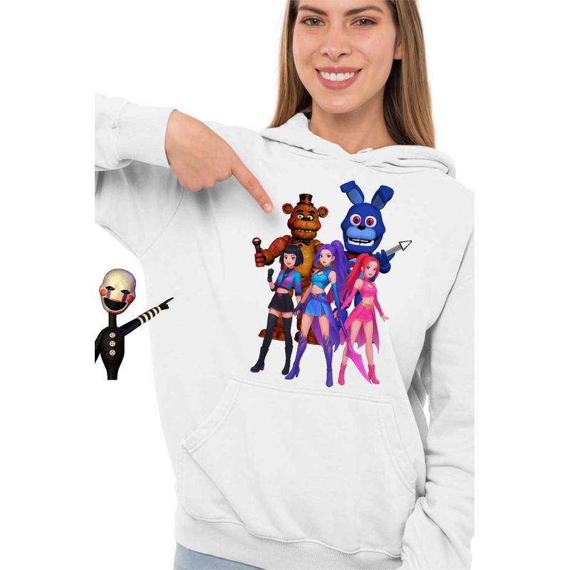 Fashion, accesorii si bijuterii - Femei - Imbracaminte femei - Hanorace femei - Hanorac Femei Fnaf Huntrix Kpop Five Nights at Freddy Horror Halloween, alb, marime 2XL - Infinity.ro