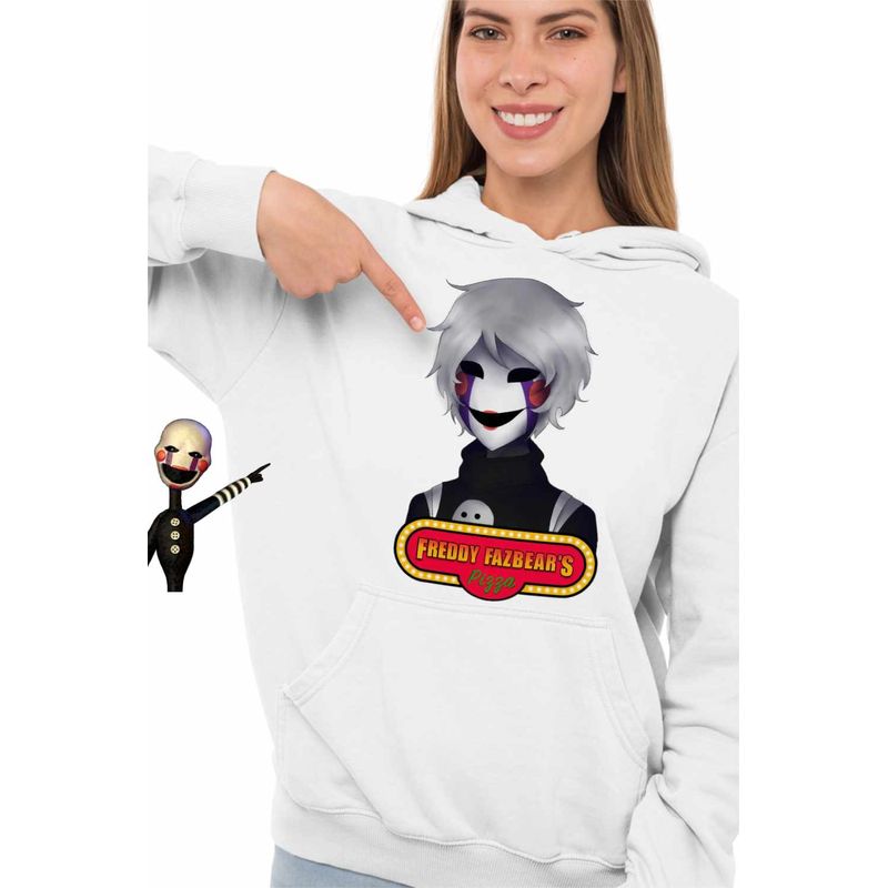 Fashion, accesorii si bijuterii - Femei - Imbracaminte femei - Hanorace femei - Hanorac Femei Fnaf Marionette Five Nights at Freddy Horror Halloween, alb, marime 2XL - Infinity.ro