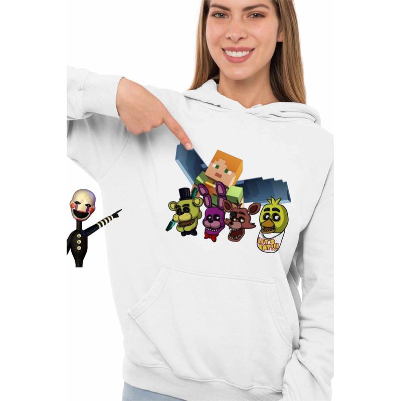 Fashion, accesorii si bijuterii - Femei - Imbracaminte femei - Hanorace femei - Hanorac Femei Fnaf Minecraft Five Nights at Freddy Horror Halloween, alb, marime 2XL - Infinity.ro