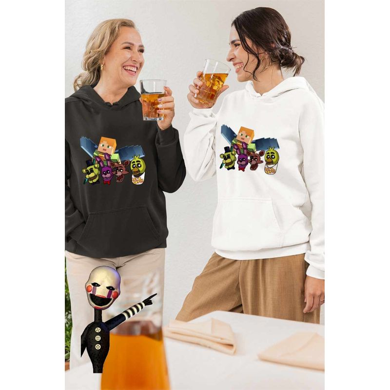 Fashion, accesorii si bijuterii - Femei - Imbracaminte femei - Hanorace femei - Hanorac Femei Fnaf Minecraft Five Nights at Freddy Horror Halloween, alb, marime 2XL - Infinity.ro