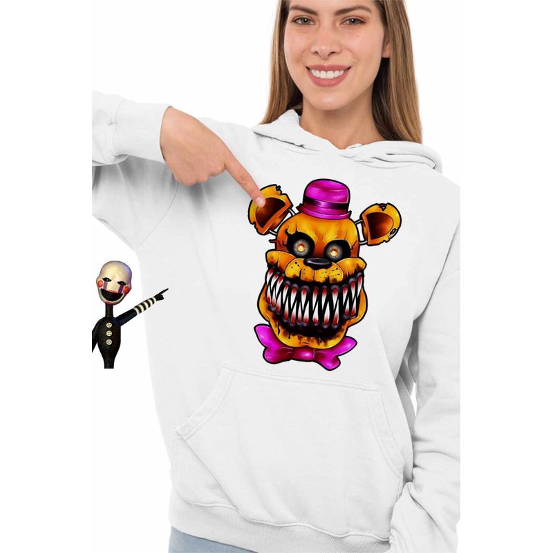 Fashion, accesorii si bijuterii - Femei - Imbracaminte femei - Hanorace femei - Hanorac Femei Fnaf Nightmare Freddy Five Nights at Freddy Horror Halloween, alb, marime 2XL - Infinity.ro