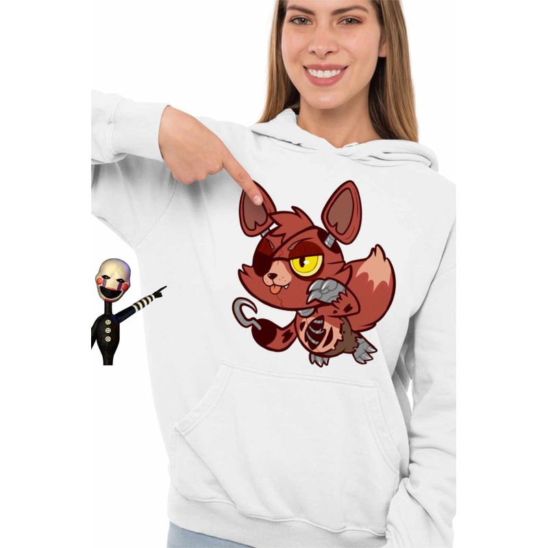 Fashion, accesorii si bijuterii - Femei - Imbracaminte femei - Hanorace femei - Hanorac Femei Fnaf Playtime Foxy Five Nights at Freddy Horror Halloween, alb, marime 2XL - Infinity.ro