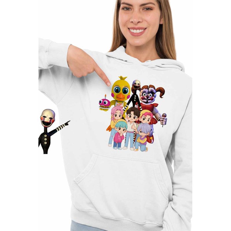 Fashion, accesorii si bijuterii - Femei - Imbracaminte femei - Hanorace femei - Hanorac Femei Fnaf Saja Boys Kpop Demon Hunters Chibi Five Nights at Freddy , alb, marime 2XL - Infinity.ro