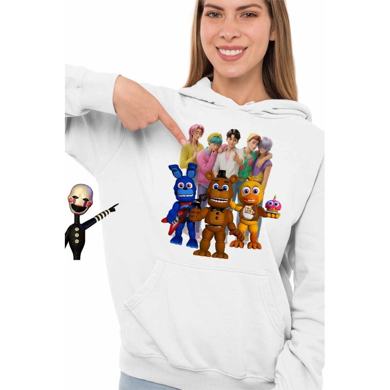 Fashion, accesorii si bijuterii - Femei - Imbracaminte femei - Hanorace femei - Hanorac Femei Fnaf Saja Boys Huntrix Five Nights at Freddy Horror Halloween, alb, marime 2XL - Infinity.ro