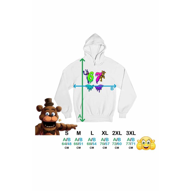 Fashion, accesorii si bijuterii - Femei - Imbracaminte femei - Hanorace femei - Hanorac Femei Fnaf Six Seven Five Nights at Freddy Horror Halloween, alb, marime 2XL - Infinity.ro