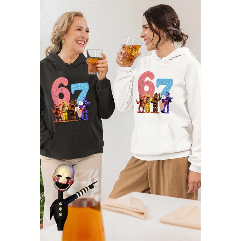 Fashion, accesorii si bijuterii - Femei - Imbracaminte femei - Hanorace femei - Hanorac Femei Fnaf Six Seven Ice Cream Party Five Nights at Freddy Horror Halloween, alb, marime 2XL - Infinity.ro