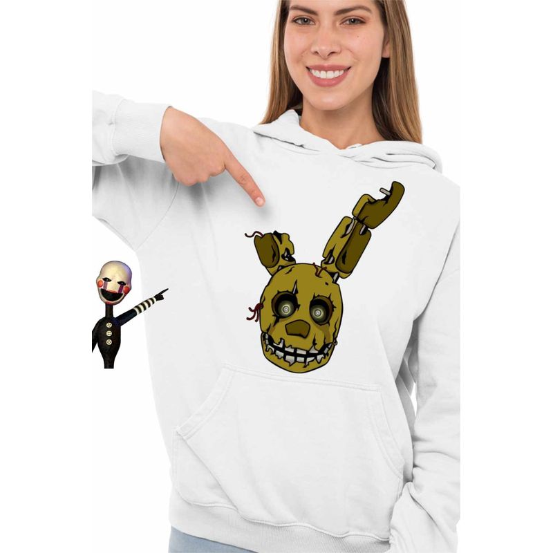 Fashion, accesorii si bijuterii - Femei - Imbracaminte femei - Hanorace femei - Hanorac Femei Fnaf Spring Bonnie Five Nights at Freddy Horror Halloween, alb, marime 2XL - Infinity.ro