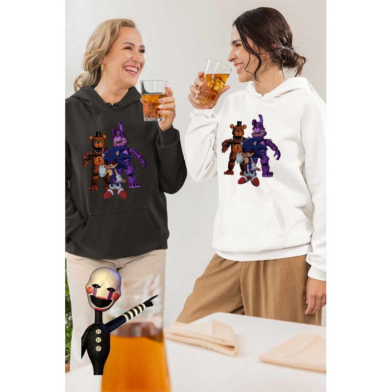 Fashion, accesorii si bijuterii - Femei - Imbracaminte femei - Hanorace femei - Hanorac Femei Fnaf Sonic Five Nights at Freddy Horror Halloween, alb, marime 2XL - Infinity.ro