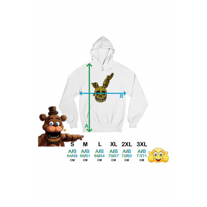 Fashion, accesorii si bijuterii - Femei - Imbracaminte femei - Hanorace femei - Hanorac Femei Fnaf Spring Bonnie Five Nights at Freddy Horror Halloween, alb, marime 2XL - Infinity.ro