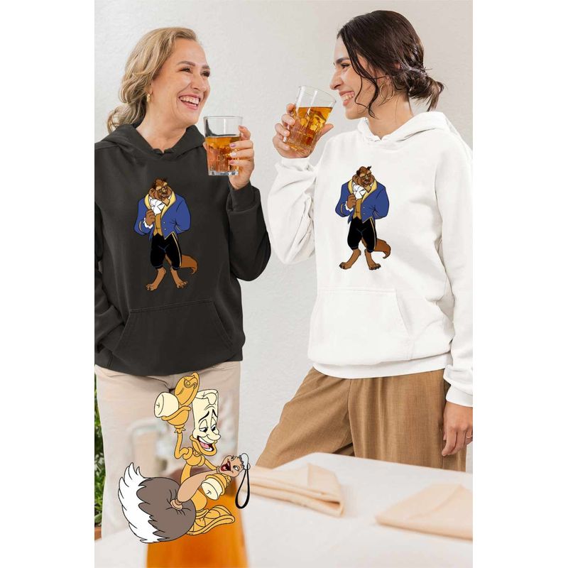 Fashion, accesorii si bijuterii - Femei - Imbracaminte femei - Hanorace femei - Hanorac Femei Frumoasa si Bestia Basm, alb, marime 2XL - Infinity.ro