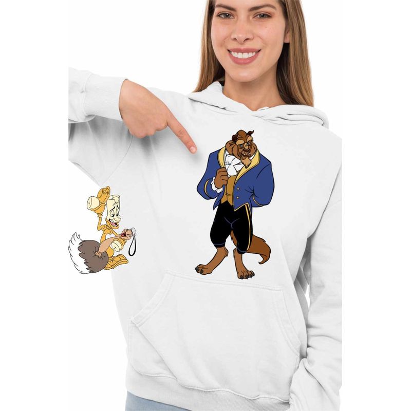 Fashion, accesorii si bijuterii - Femei - Imbracaminte femei - Hanorace femei - Hanorac Femei Frumoasa si Bestia Basm, alb, marime 2XL - Infinity.ro