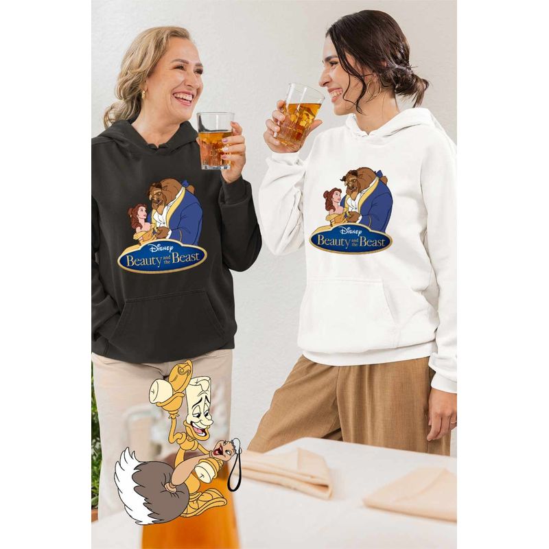 Fashion, accesorii si bijuterii - Femei - Imbracaminte femei - Hanorace femei - Hanorac Femei Frumoasa si Bestia Love, alb, marime 2XL - Infinity.ro