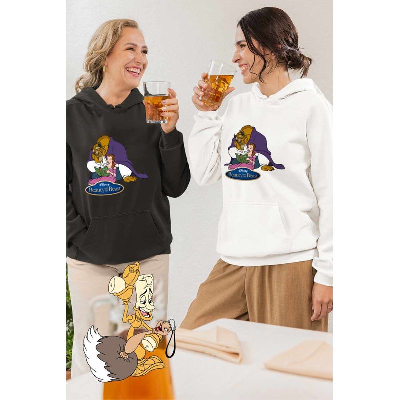 Fashion, accesorii si bijuterii - Femei - Imbracaminte femei - Hanorace femei - Hanorac Femei Frumoasa si Bestia Povesti, alb, marime 2XL - Infinity.ro