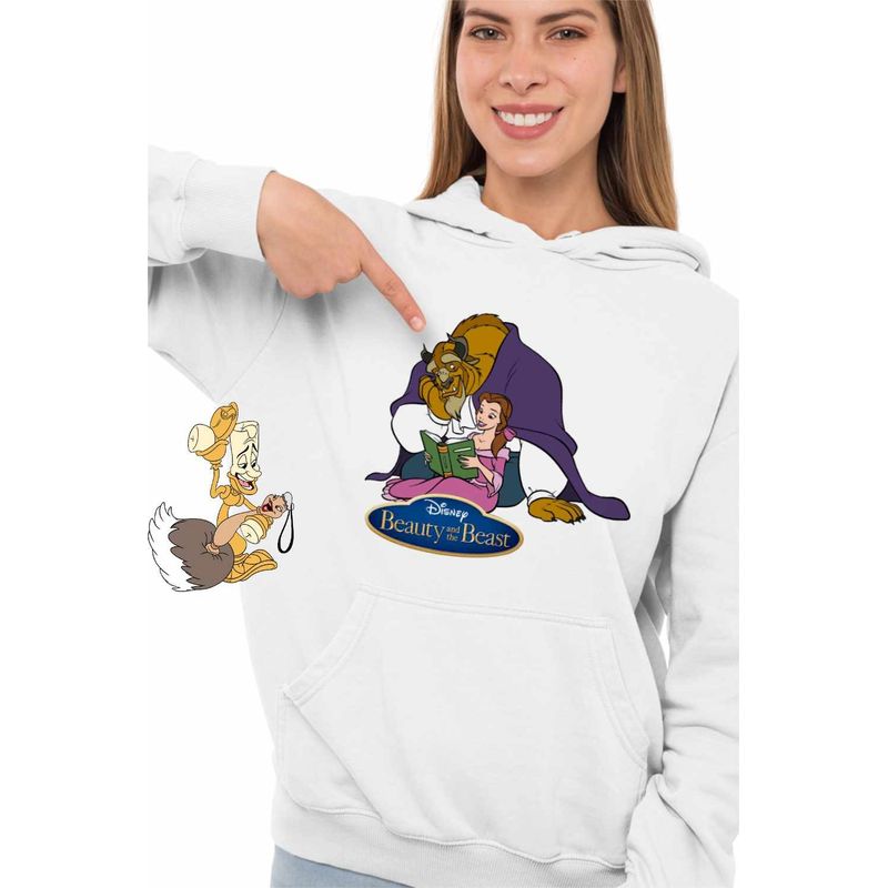 Fashion, accesorii si bijuterii - Femei - Imbracaminte femei - Hanorace femei - Hanorac Femei Frumoasa si Bestia Povesti, alb, marime 2XL - Infinity.ro