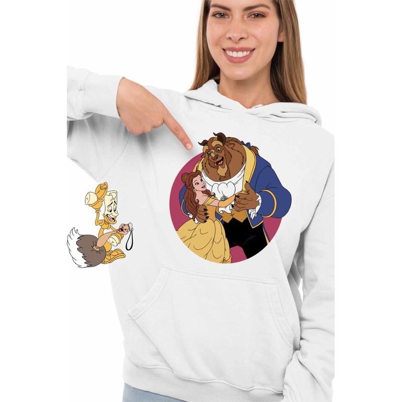Fashion, accesorii si bijuterii - Femei - Imbracaminte femei - Hanorace femei - Hanorac Femei Frumoasa si Bestia Vals, alb, marime 2XL - Infinity.ro
