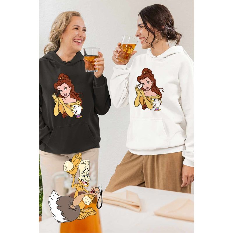Fashion, accesorii si bijuterii - Femei - Imbracaminte femei - Hanorace femei - Hanorac Femei Frumoasa si Bestia Printesa, alb, marime 2XL - Infinity.ro