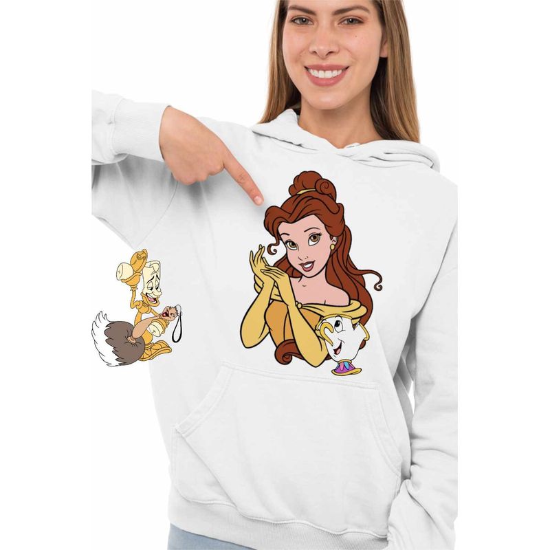 Fashion, accesorii si bijuterii - Femei - Imbracaminte femei - Hanorace femei - Hanorac Femei Frumoasa si Bestia Printesa, alb, marime 2XL - Infinity.ro