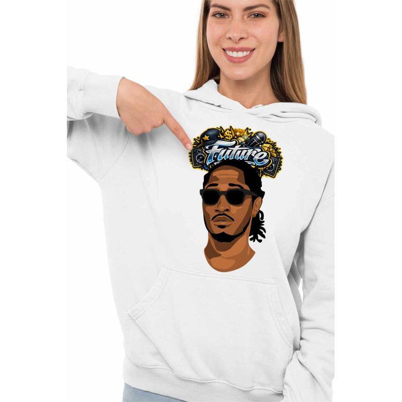 Fashion, accesorii si bijuterii - Femei - Imbracaminte femei - Hanorace femei - Hanorac Femei Future Hendrix Rapper, alb, marime 2XL - Infinity.ro