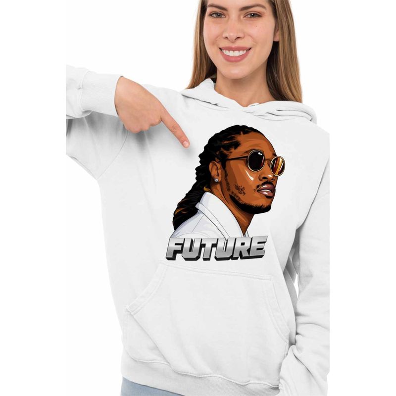 Fashion, accesorii si bijuterii - Femei - Imbracaminte femei - Hanorace femei - Hanorac Femei Future Rapper Trap Music, alb, marime 2XL - Infinity.ro