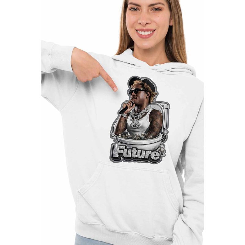 Fashion, accesorii si bijuterii - Femei - Imbracaminte femei - Hanorace femei - Hanorac Femei Future Skibidi Toilet Rap Music, alb, marime 2XL - Infinity.ro