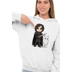 Fashion, accesorii si bijuterii - Femei - Imbracaminte femei - Hanorace femei - Hanorac Femei Game of Thrones Jon Snow Ghost Wolf, alb, marime 2XL - Infinity.ro