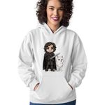 Fashion, accesorii si bijuterii - Femei - Imbracaminte femei - Hanorace femei - Hanorac Femei Game of Thrones Jon Snow Ghost Wolf, alb, marime 2XL - Infinity.ro