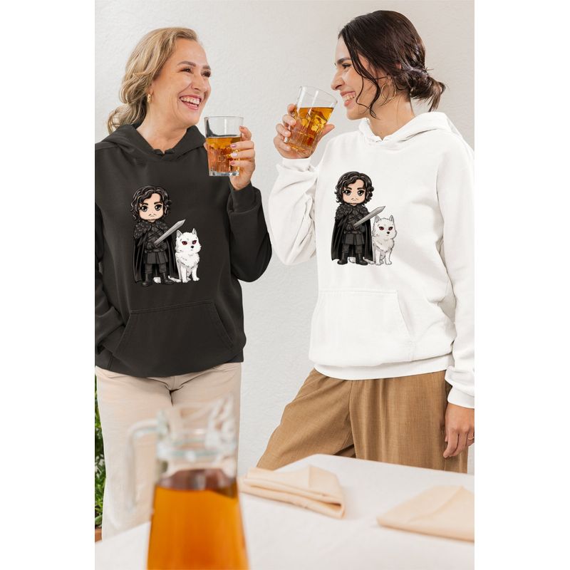 Fashion, accesorii si bijuterii - Femei - Imbracaminte femei - Hanorace femei - Hanorac Femei Game of Thrones Jon Snow Ghost Wolf, alb, marime 2XL - Infinity.ro