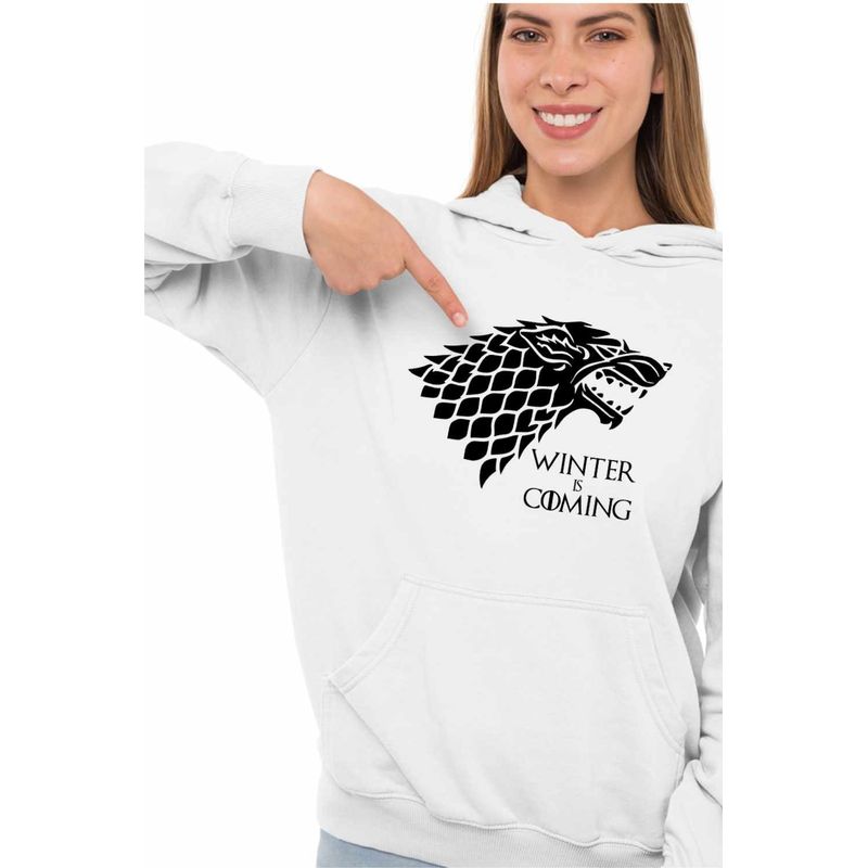 Fashion, accesorii si bijuterii - Femei - Imbracaminte femei - Hanorace femei - Hanorac Femei Game of Thrones Winter is Coming House Stark, alb, marime 2XL - Infinity.ro