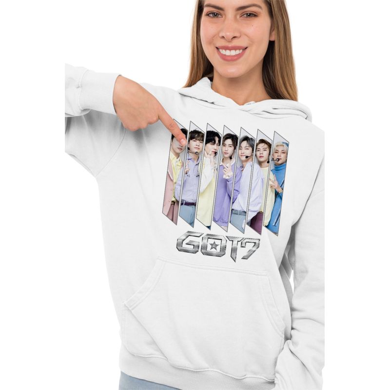Fashion, accesorii si bijuterii - Femei - Imbracaminte femei - Hanorace femei - Hanorac Femei Got7 Kpop Jin-young, alb, marime 2XL - Infinity.ro