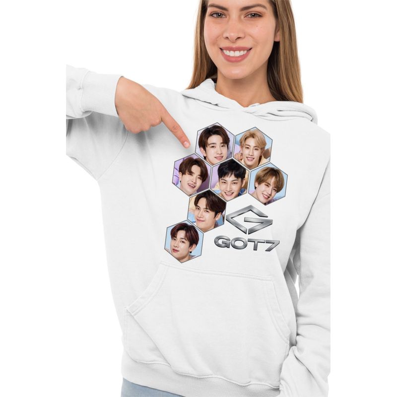 Fashion, accesorii si bijuterii - Femei - Imbracaminte femei - Hanorace femei - Hanorac Femei Got7 Kpop Bambam Youngjae, alb, marime 2XL - Infinity.ro