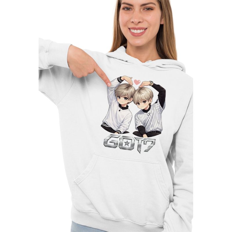 Fashion, accesorii si bijuterii - Femei - Imbracaminte femei - Hanorace femei - Hanorac Femei Got7 Kpop Merch Cartoon, alb, marime 2XL - Infinity.ro