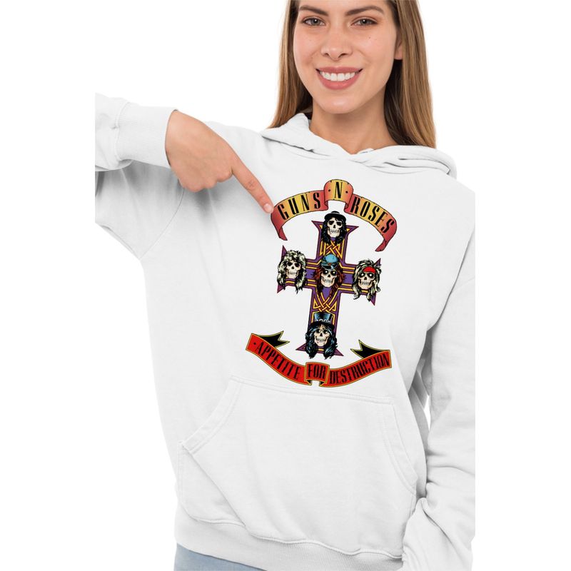 Fashion, accesorii si bijuterii - Femei - Imbracaminte femei - Hanorace femei - Hanorac Femei Guns N Roses Legendary Merch, alb, marime 2XL - Infinity.ro