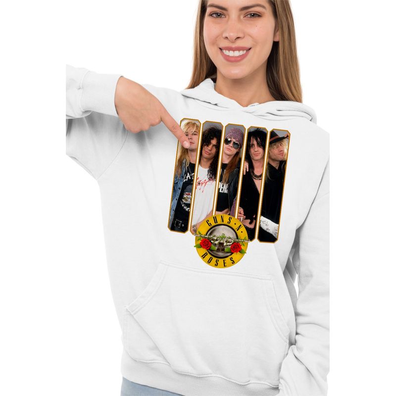 Fashion, accesorii si bijuterii - Femei - Imbracaminte femei - Hanorace femei - Hanorac Femei Guns N Roses Merch, alb, marime 2XL - Infinity.ro