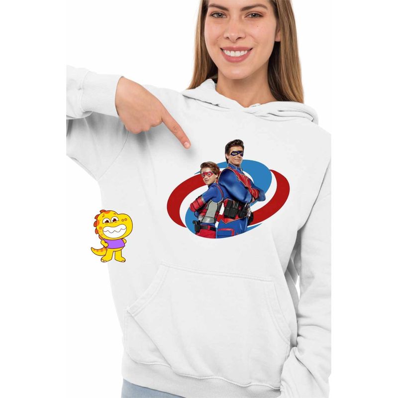 Fashion, accesorii si bijuterii - Femei - Imbracaminte femei - Hanorace femei - Hanorac Femei Henry Danger, alb, marime 2XL - Infinity.ro