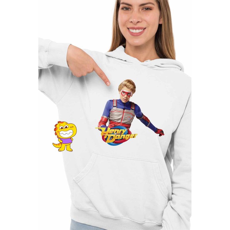 Fashion, accesorii si bijuterii - Femei - Imbracaminte femei - Hanorace femei - Hanorac Femei Henry Danger Aventuri, alb, marime 2XL - Infinity.ro