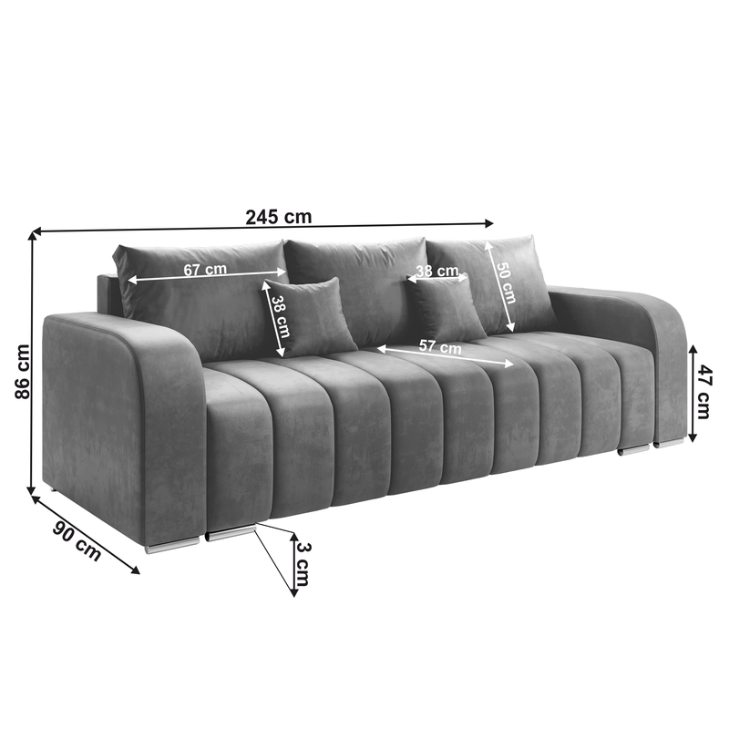 Casa si Gradina - Mobilier - Canapele si coltare - Canapele - Canapea extensibila, culoare gri, PORIMA - Infinity.ro