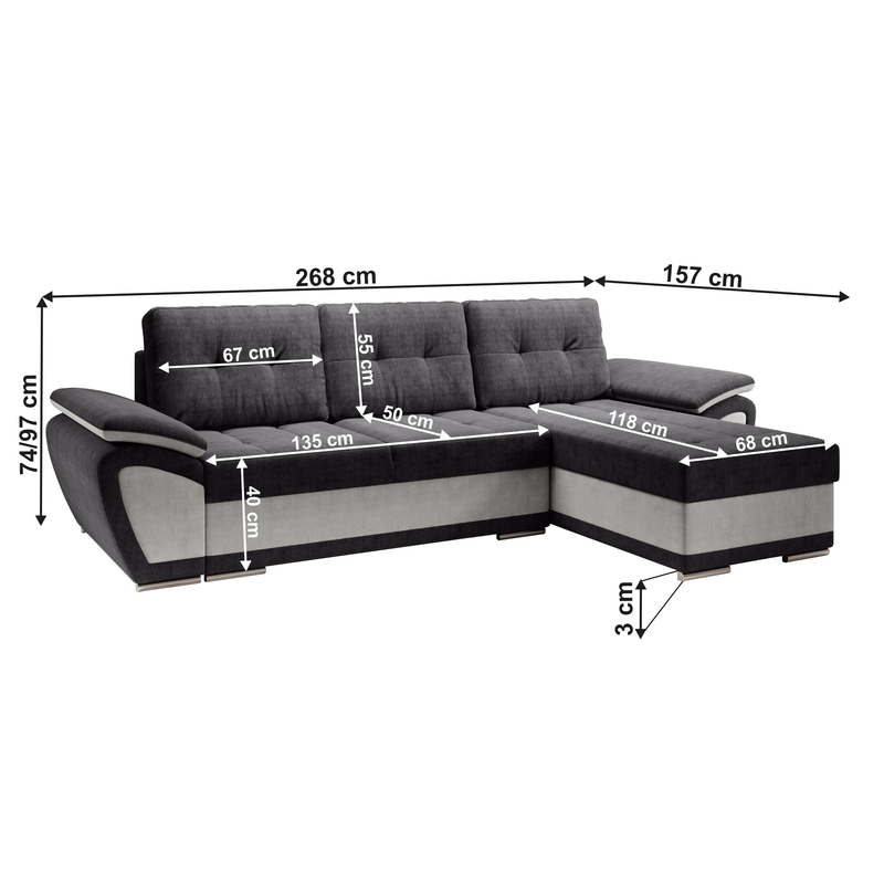 Casa si Gradina - Mobilier - Canapele si coltare - Canapele - Canapea extensibila, gri deschis/gri inchis, dreapta, ENIF ROH - Infinity.ro