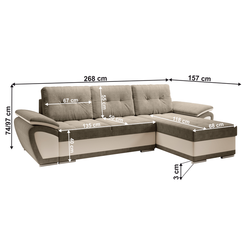 Casa si Gradina - Mobilier - Canapele si coltare - Canapele - Canapea extensibila, bej/maroniu deschis, dreapta, ENIF ROH - Infinity.ro