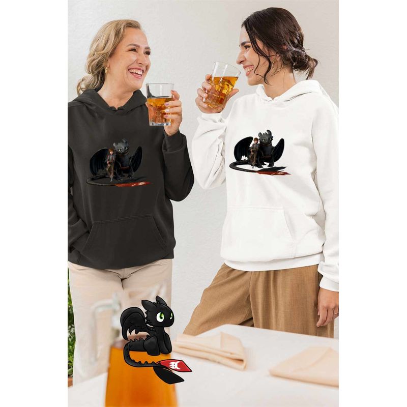 Fashion, accesorii si bijuterii - Femei - Imbracaminte femei - Hanorace femei - Hanorac Femei Hiccup Toothless How to train your dragon, alb, marime 2XL - Infinity.ro