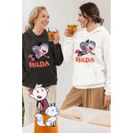 Fashion, accesorii si bijuterii - Femei - Imbracaminte femei - Hanorace femei - Hanorac Femei Hilda Aventuri Desene Animate, alb, marime 2XL - Infinity.ro