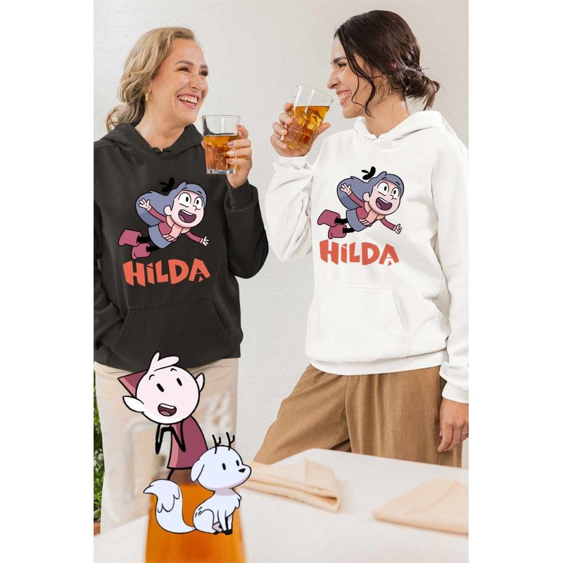 Fashion, accesorii si bijuterii - Femei - Imbracaminte femei - Hanorace femei - Hanorac Femei Hilda Aventuri Desene Animate, alb, marime 2XL - Infinity.ro