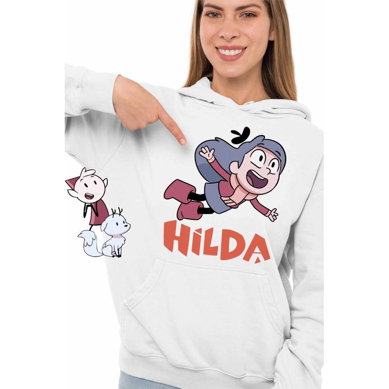 Fashion, accesorii si bijuterii - Femei - Imbracaminte femei - Hanorace femei - Hanorac Femei Hilda Aventuri Desene Animate, alb, marime 2XL - Infinity.ro