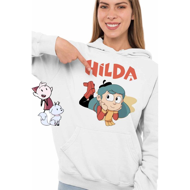 Fashion, accesorii si bijuterii - Femei - Imbracaminte femei - Hanorace femei - Hanorac Femei Hilda Copilarie Netflix, alb, marime 2XL - Infinity.ro