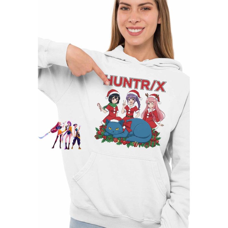 Fashion, accesorii si bijuterii - Femei - Imbracaminte femei - Hanorace femei - Hanorac Femei Huntrix Craciunite Merry Christmas Kpop, alb, marime 2XL - Infinity.ro