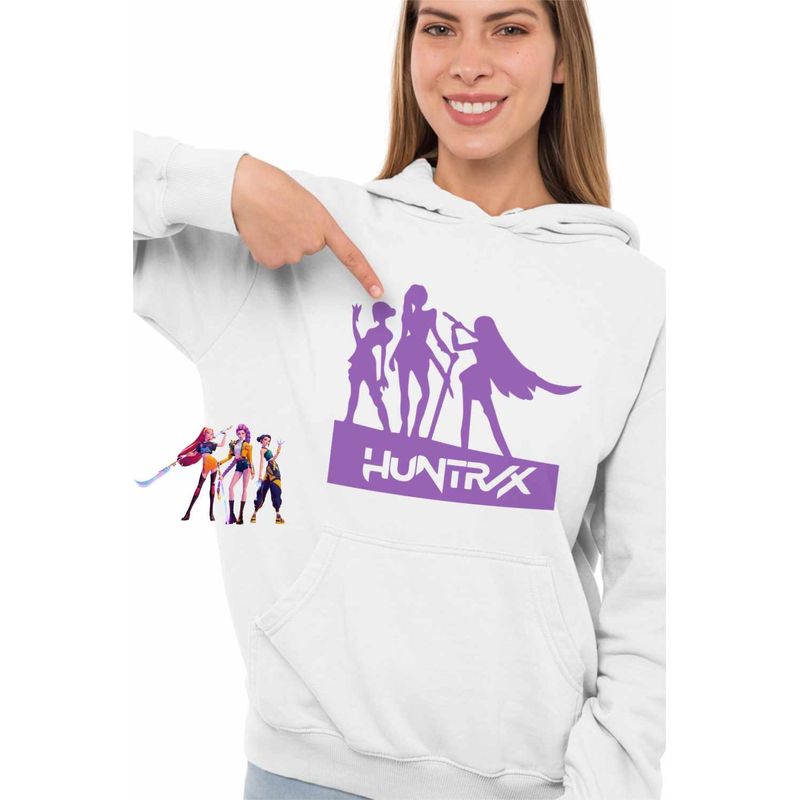 Fashion, accesorii si bijuterii - Femei - Imbracaminte femei - Hanorace femei - Hanorac Femei Huntrix Demon Hunters Kpop, alb, marime 2XL - Infinity.ro