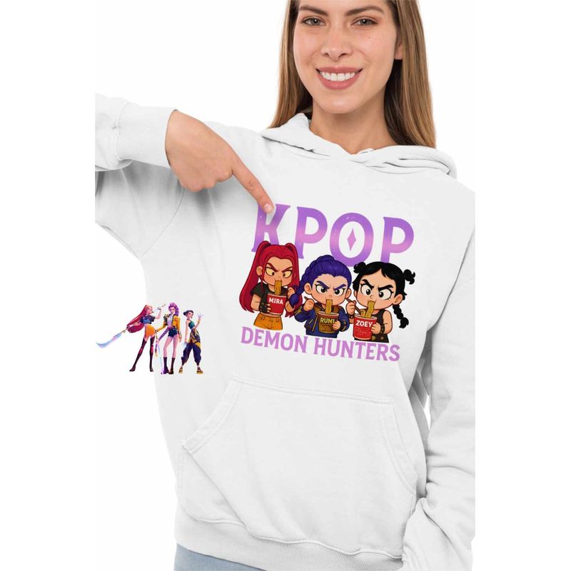 Fashion, accesorii si bijuterii - Femei - Imbracaminte femei - Hanorace femei - Hanorac Femei Huntrix Demon Masters Kpop, alb, marime 2XL - Infinity.ro