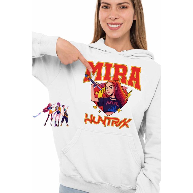 Fashion, accesorii si bijuterii - Femei - Imbracaminte femei - Hanorace femei - Hanorac Femei Huntrix Mira Avoline Kpop, alb, marime 2XL - Infinity.ro