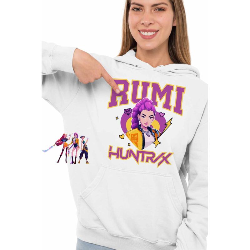 Fashion, accesorii si bijuterii - Femei - Imbracaminte femei - Hanorace femei - Hanorac Femei Huntrix Rumi Kpop Demon Hunters, alb, marime 2XL - Infinity.ro