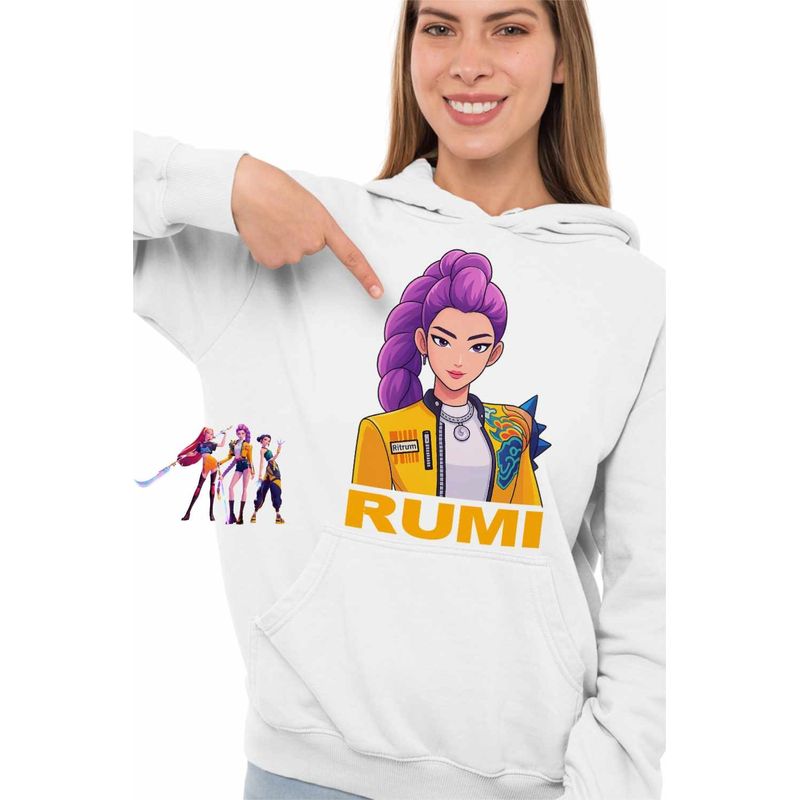 Fashion, accesorii si bijuterii - Femei - Imbracaminte femei - Hanorace femei - Hanorac Femei Huntrix Rumi Kpop Demon Hunters, alb, marime 2XL - Infinity.ro